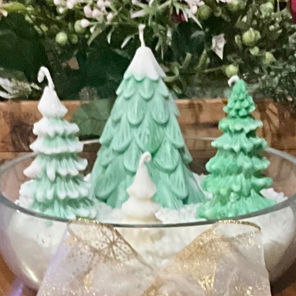 Winter Wonderland  Vanilla, Caramel, Spice Organic Soy Wax Candle & Trees - Picture 3 of 5
